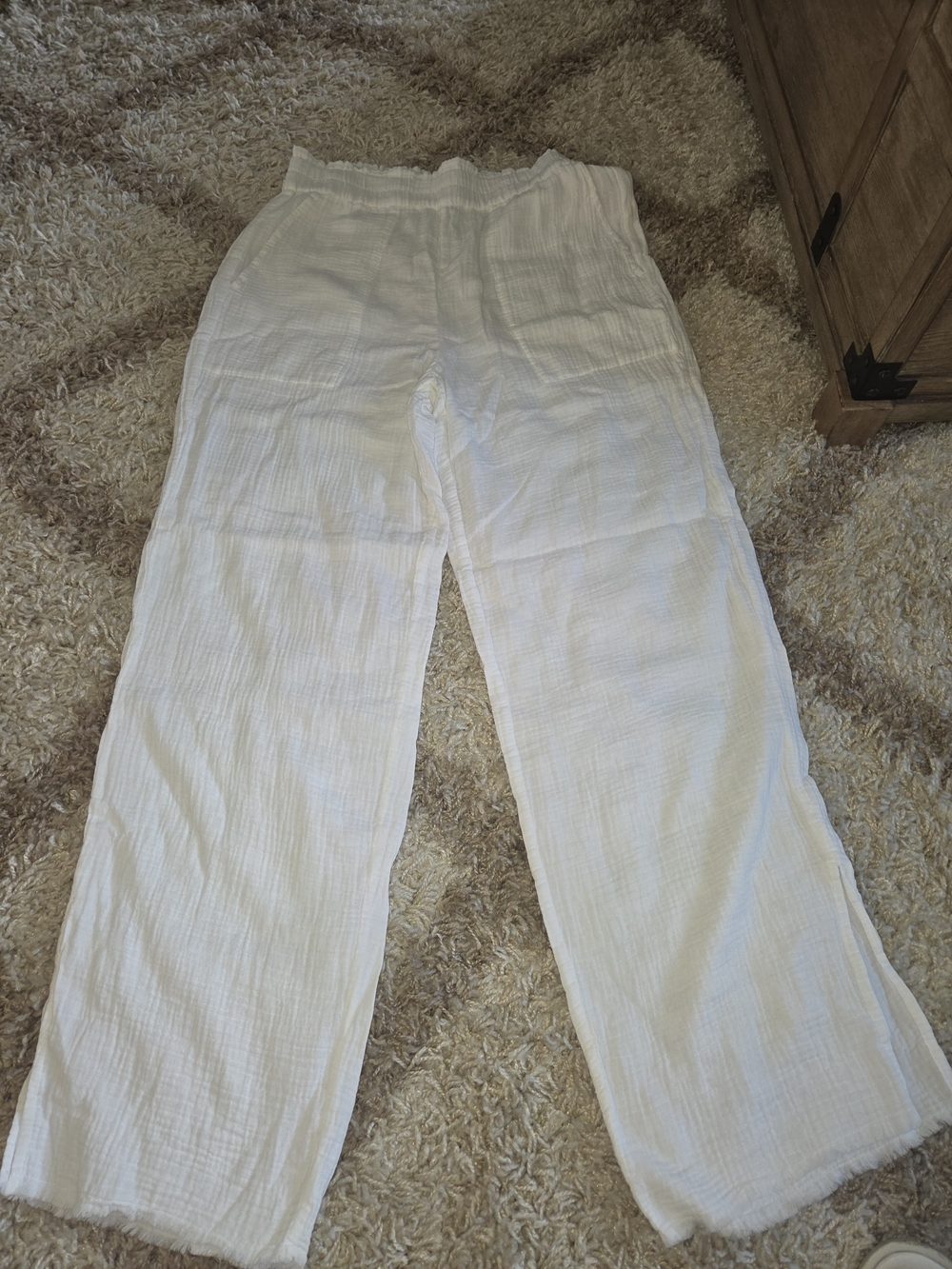 Rails White Wide-Leg Lightweight Cotton Pants